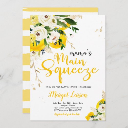 Lemon Baby Shower Mamas Main Squeeze Baby Shower  Invitation