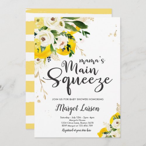 Lemon Baby Shower Mamas Main Squeeze Baby Shower  Invitation