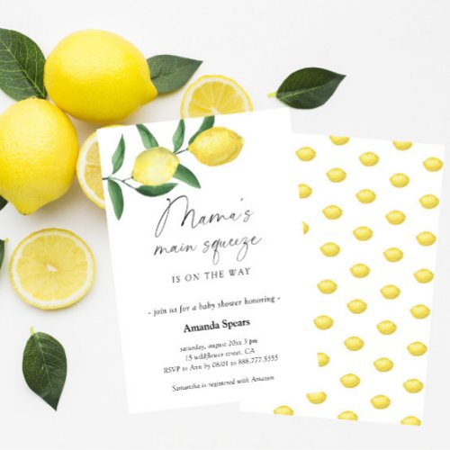 Lemon Baby Shower Mamas Main Squeeze Invitation
