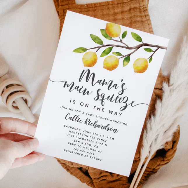 Lemon Baby Shower Mama's Main Squeeze Invitation Zazzle