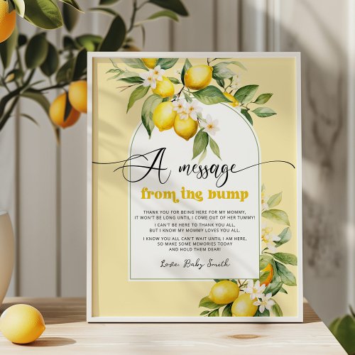 Lemon baby shower message from the bump poster