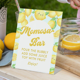 Lemon Baby Shower Momosa Bar Pedestal Sign