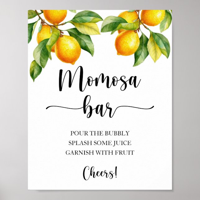 Lemon Baby Shower Momosa Bar Sign (Front)