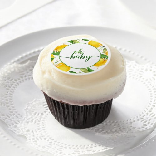 Lemon Baby Shower _ Oh Baby Edible Frosting Rounds