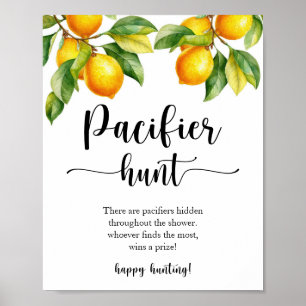 Lemon Baby Shower Pacifier Hunt Sign