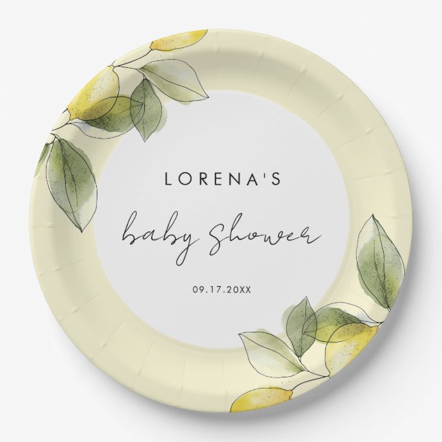 Lemon Baby Shower Paper Plates (Front)