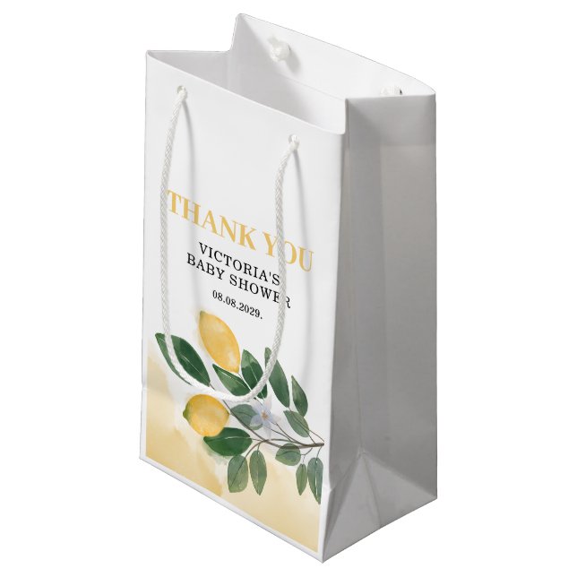 Lemon Baby Shower Small Gift Bag (Front Angled)