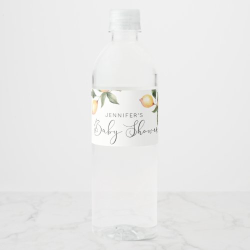 Lemon baby shower water bottle label