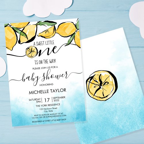 Lemon baby Shower  Watercolor Gender Neutral Invit Invitation