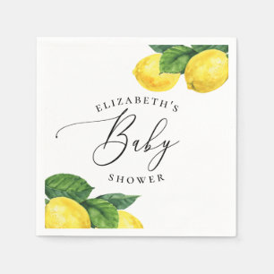 Lemon Baby Shower Watercolor Summer Citrus Napkins