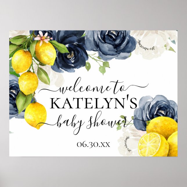 Lemon Baby Shower Welcome Sign for Baby Shower (Front)