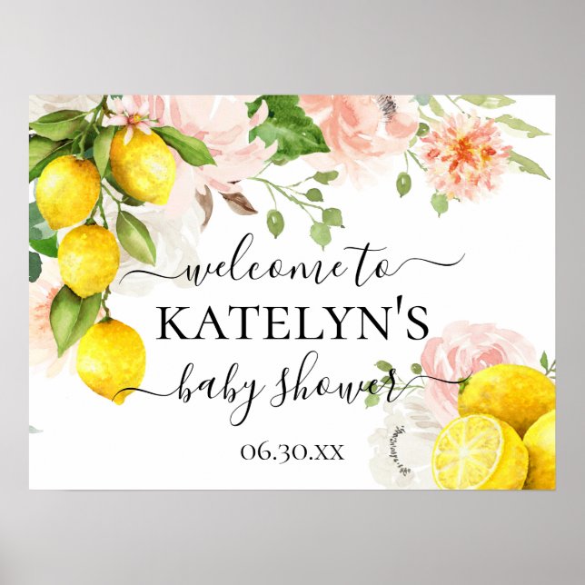 Lemon Baby Shower Welcome Sign for Baby Shower (Front)