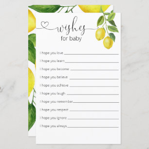 Lemon Baby Shower Wishes For Baby
