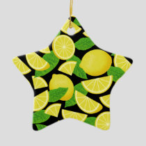 Lemon Background Ceramic Ornament