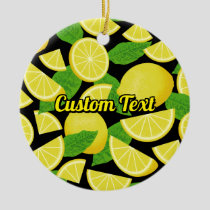 Lemon Background Ceramic Ornament