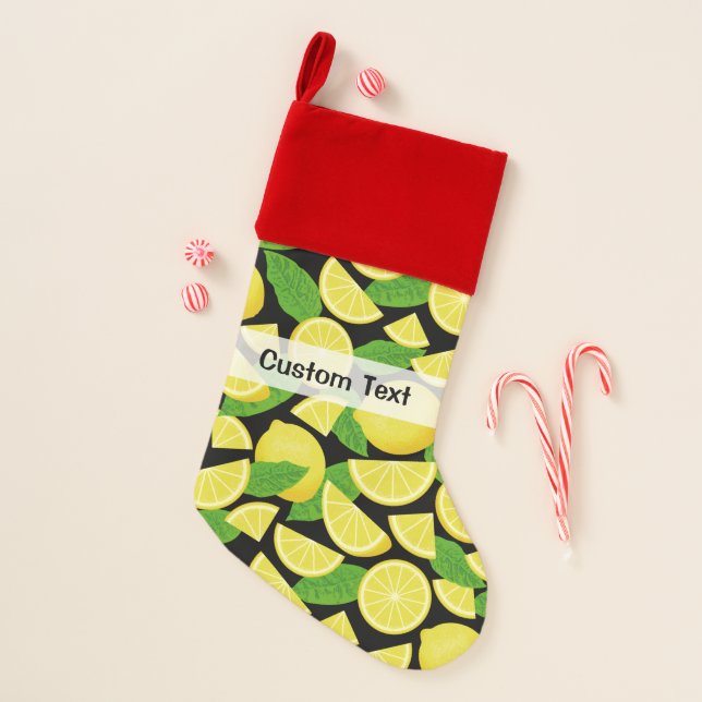 Lemon Background Christmas Stocking (Front)