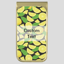 Lemon Background Gold Finish Money Clip