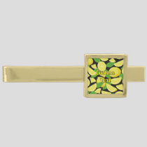 Lemon Background Gold Finish Tie Bar