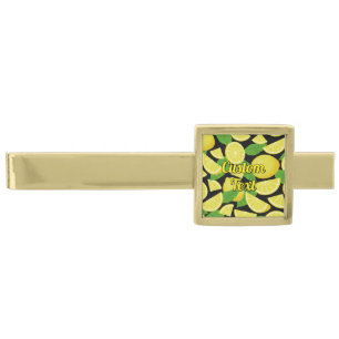 Lemon Background Gold Finish Tie Bar
