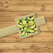 Lemon Background Gold Finish Tie Bar