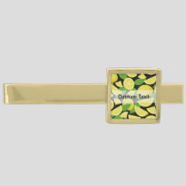Lemon Background Gold Finish Tie Bar