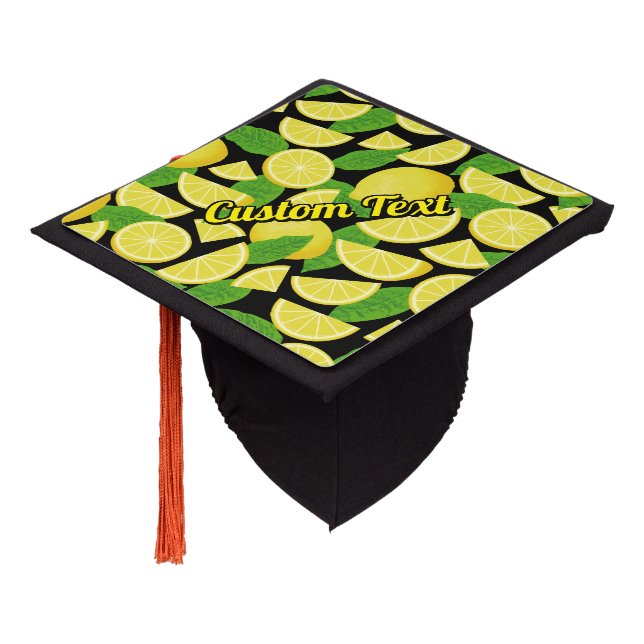 Lemon Background Graduation Cap Topper (Angled)