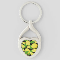 Lemon Background Keychain