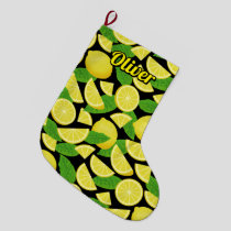 Lemon Background Large Christmas Stocking
