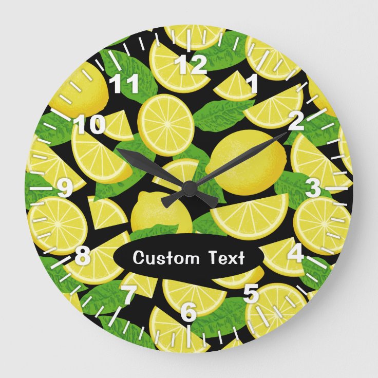 Lemon Background Large Clock | Zazzle
