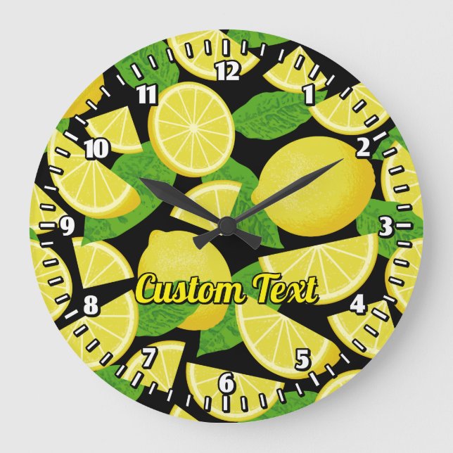 Lemon Background Large Clock (Front)