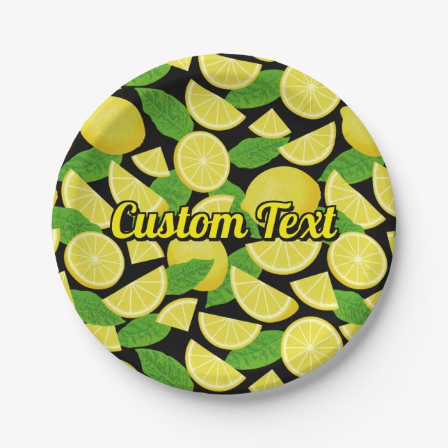 Lemon Background Paper Plates (Front)