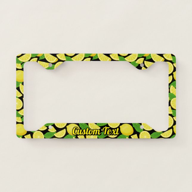 Lemon Background Pattern License Plate Frame (Front)