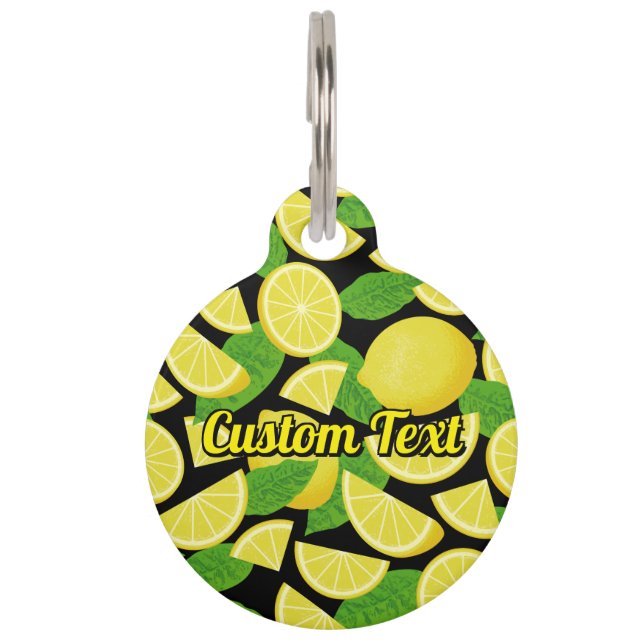 Lemon Background Pet ID Tag (Front)