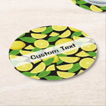 Lemon Background Round Paper Coaster