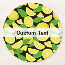 Lemon Background Round Paper Coaster