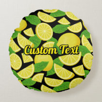 Lemon Background Round Pillow