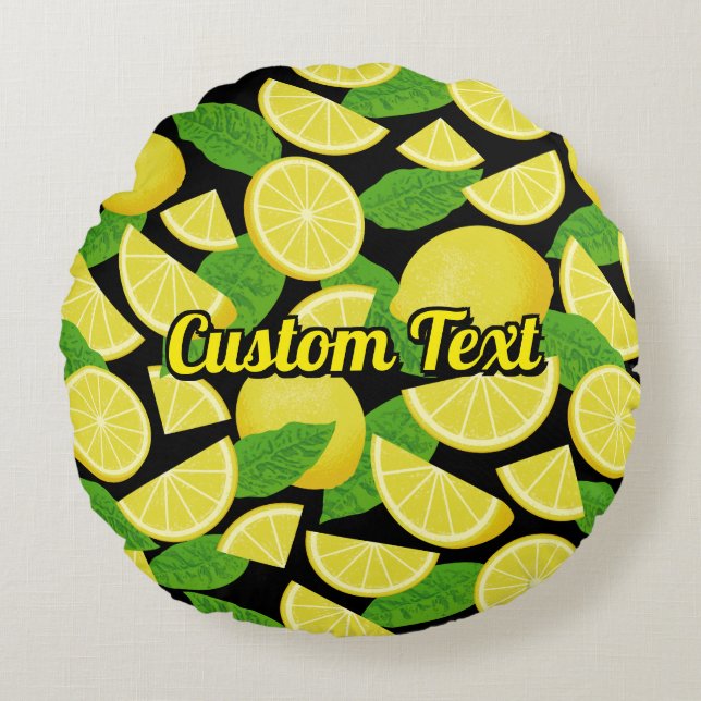 Lemon Background Round Pillow (Front)