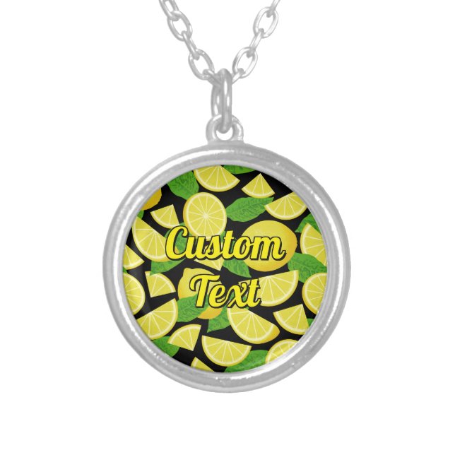 Lemon Background Silver Plated Necklace (Front)