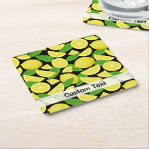 Lemon Background Square Paper Coaster
