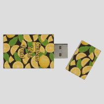 Lemon Background Wood Flash Drive