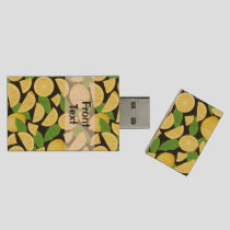 Lemon Background Wood Flash Drive