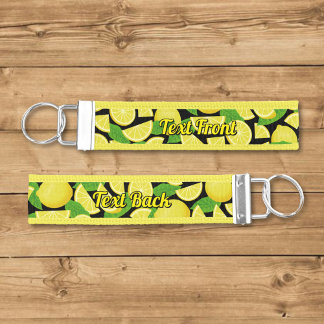 Lemon Background Wrist Keychain