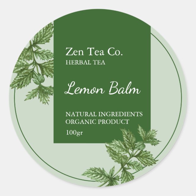 Lemon Balm Herbal Tea Business Label (Front)