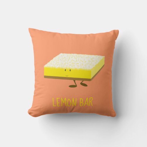 Lemon Bar Cartoon Character Throw Pillow