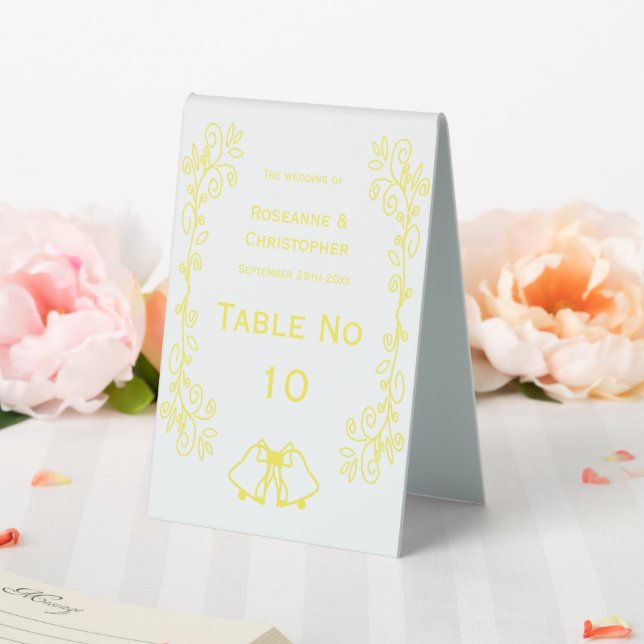 Lemon Bells Scrollwork Design Wedding Table Tent (In SItu (Wedding))