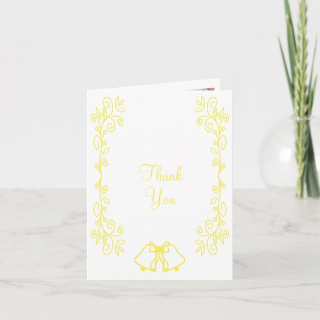Lemon Bells Scrollwork Design Wedding Thank You Card (Front)