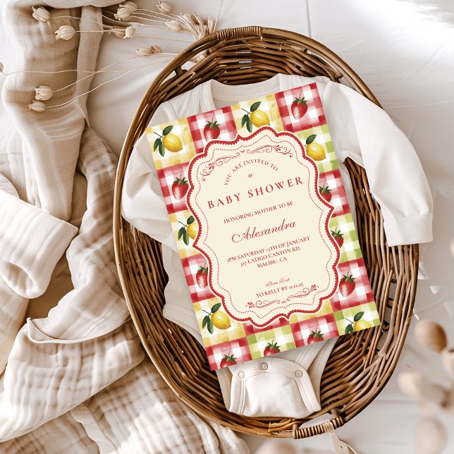 Lemon Berry Picnic Baby Shower Invitation (Creator Uploaded)
