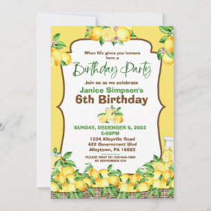 Lemon Birthday Invitation