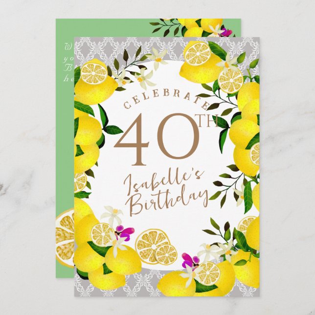 Lemon Birthday  Invitation (Front/Back)
