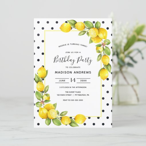 Lemon Birthday Invitation | Zazzle